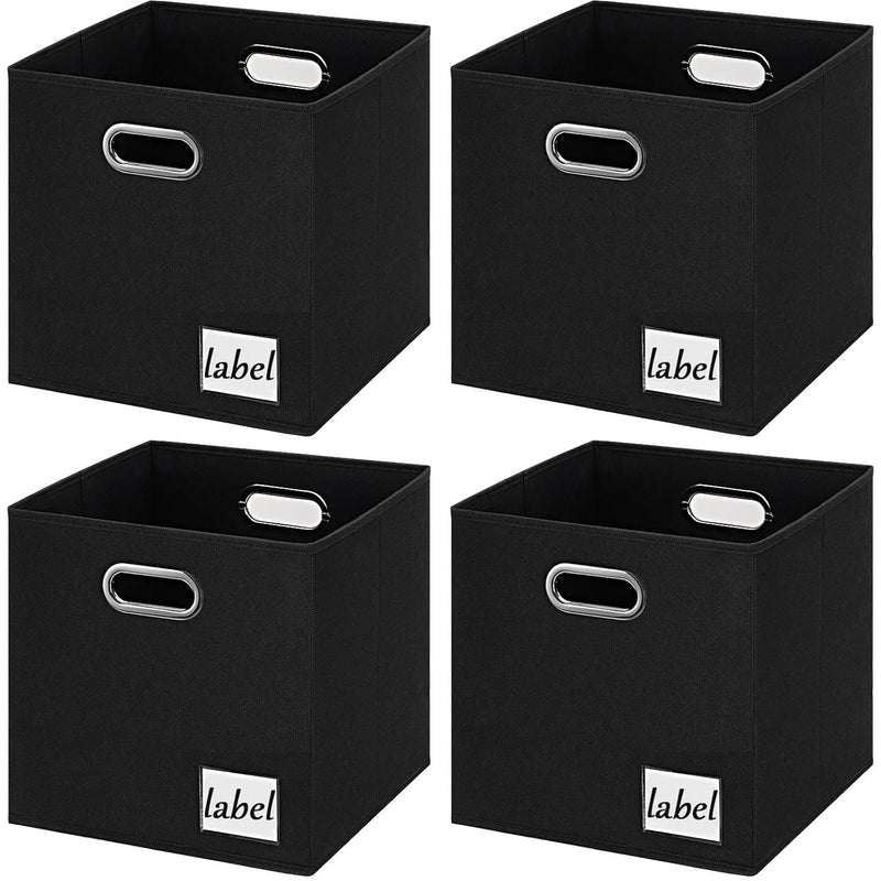 13X13X13 Storage Cube Bins (Set Of 4), Fabric Cubes Storage Bin With Metal Handl