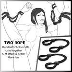 Rope Handcuffs Bracelets 2 Pcs Sex Restraints Ankle Cuffs BDSM Bondage Adjustable Handcuffs Anklets Sex Toys Cotton Ropes Wrist Cuffs Beginner Fetish Adult SM Game for Women (Black)