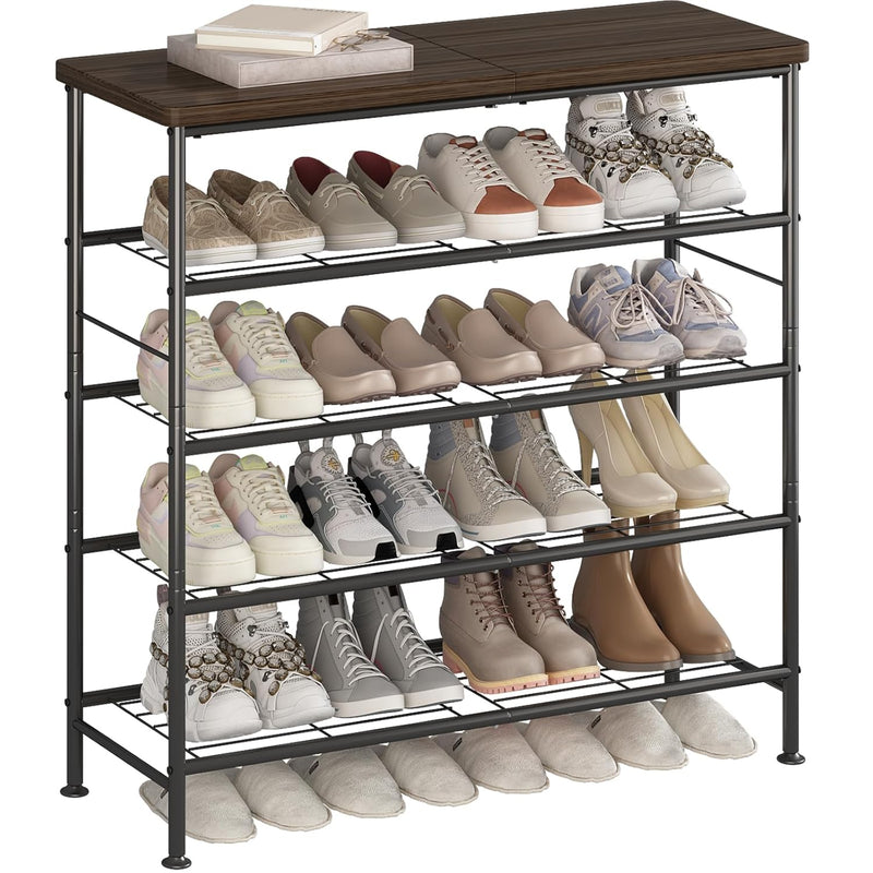 Shoe Rack Organizer 5 Tier For Closet Entryway Free Standing Metal Storage Shoe