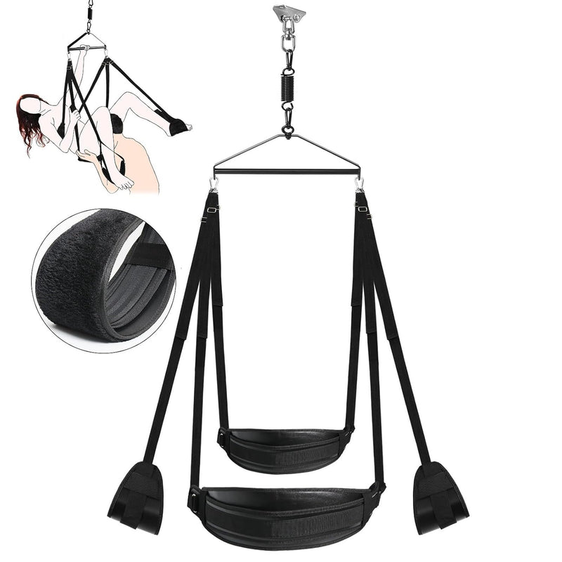 Bdsm Sex Swing Sex Bondage Restraints Kit, Sex Furniture For Couples Bedroom Adult Toys, Sex Slings W/Fluffy Ankle Cuffs Straps Seat, Spinning Comfort Sex Chair