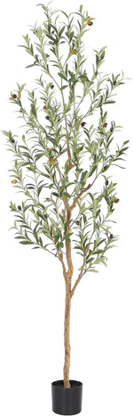 Faux Olive Tree 6ft，Olive Trees Artificial Indoor with Natural Wood Trunk and Realistic Leaves and Fruits. 6 Feet(72in) Fake Olive Tree for Home House Office Décor.