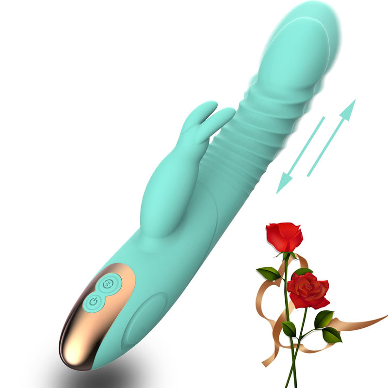 Rabbit Vibrator G Spot Clitoral Vibrators Rabbit Dildo For Women Sex Toys With 8 Powerful Vibrations, Waterproof Adult Toys (Blue Rabbit)