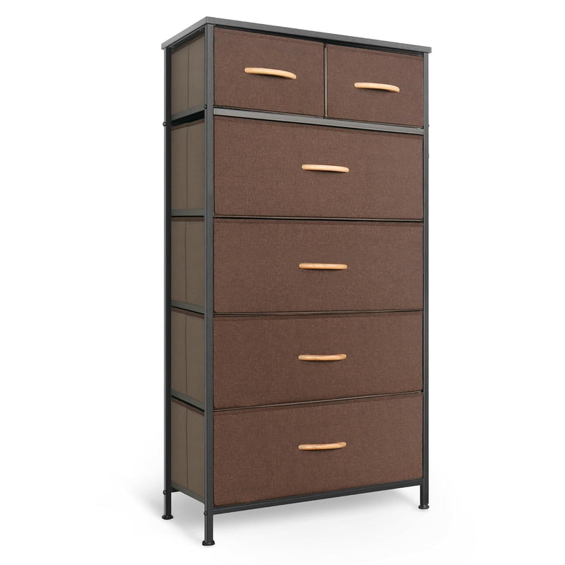 Tall Dresser For Bedroom, Vertical Organizer Storage Tower With 6 Drawers, Chest