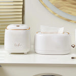 2 Pack Mini Trash Can And Tissue Box Holder,Waste Can With Press Type Lid For Ba