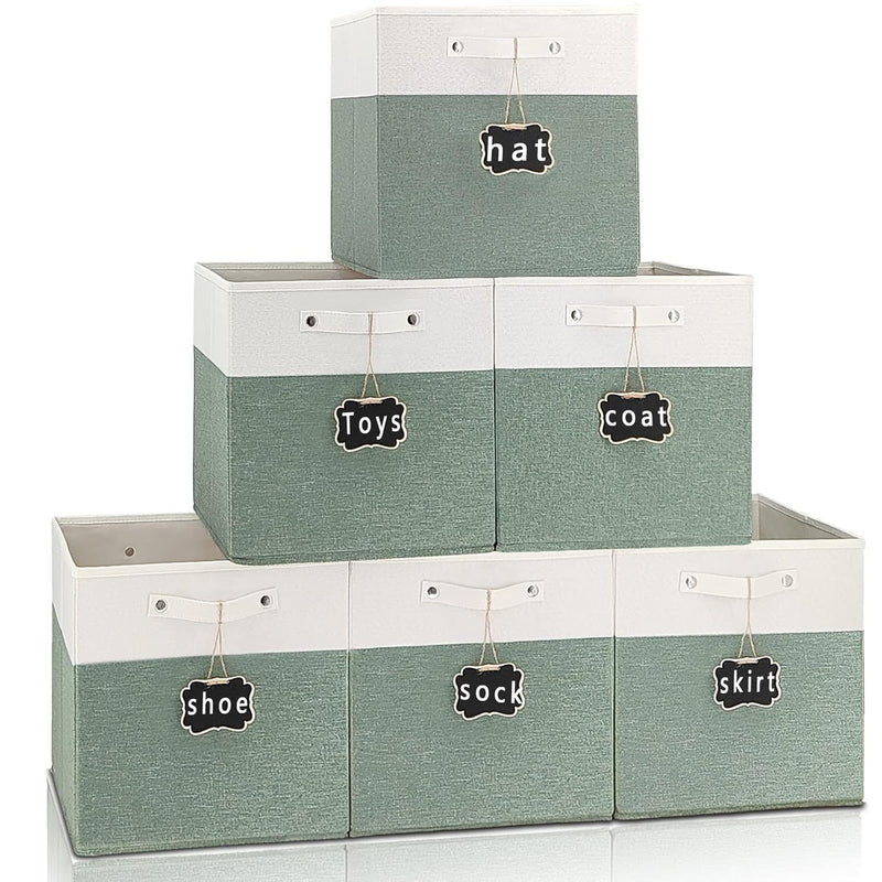 13X13X13 Inch Storage Cube Bins, Large Foldable Fabric Linen Cube Storage Bins6-