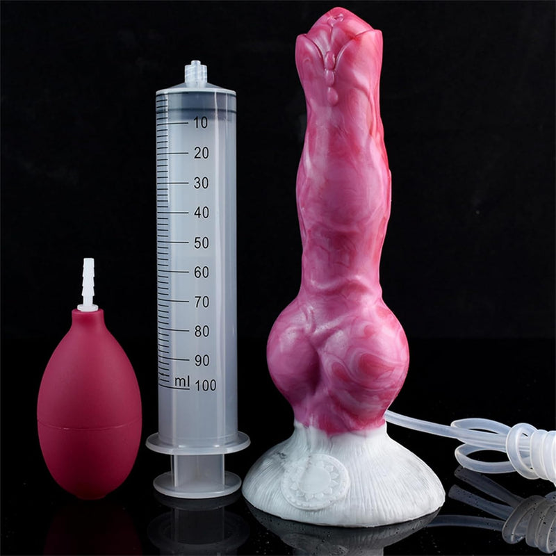 Squirting Dog Knot Dildo,Realistic Wolf Ejaculating Pink Dildos With Powerful Hands-Free Suction Cups Simulated Animal Dildos Adult Sex Toys Anal Plug For Beginners Men Women Couples