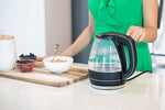 Glass Electric Kettle Water Boiler 1.5 Liter Borosilicate Glass Fast Boiling Countertop Heater - BPA Free Auto Shut Off Instant Water Heater Kettle for Coffee & Tea Maker - Black