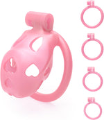 Love 1.0 Chastity Cage - Lightweight Resin Male Chastity Device with Invisible Lock,Bondage Gear for Men Beginner-Friendly Design with 4 Adjustable Rings Adult Sex Toy (Pink, Nano)