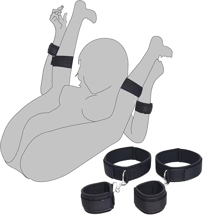 Sex Bondage Wrist & Thigh Cuffs BDSM Restraints Set, Sex Toys for Women with Adjustable Leg Straps Handcuffs for Couple Beginner SM Game Play