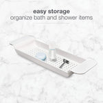 Expandable Bath Tray for Bathtubs, Plastic Shower and Bath shelf caddy, white, Multifunctional bathtub bathroom organizer, Premiumwhite