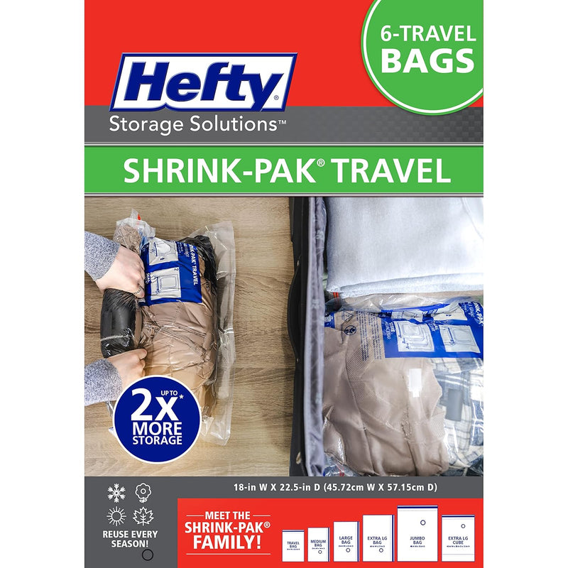 Shrink-Pak: 6 Travel Storage Bags - Travel Essentials - Closet Organizer Space B