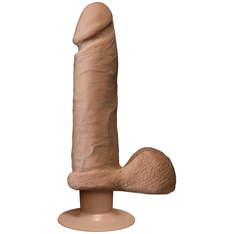 The Realistic Dildo - Vibrating 8 Inch Ultraskyn Dildo - Vibrating Dildo With Suction Cup - For Adults Only, Caramel