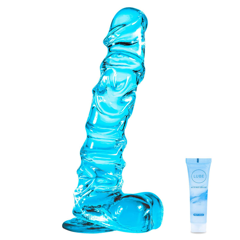 Soft Realistic G-Spot Dildo Sex Toys With Suction Cup For Hands-Free Play,8.6" Blue Silicone Thick Penis For Women Men,Adult Toys For Beginner And Couple,Use For Vaginal And Anal Stimulation