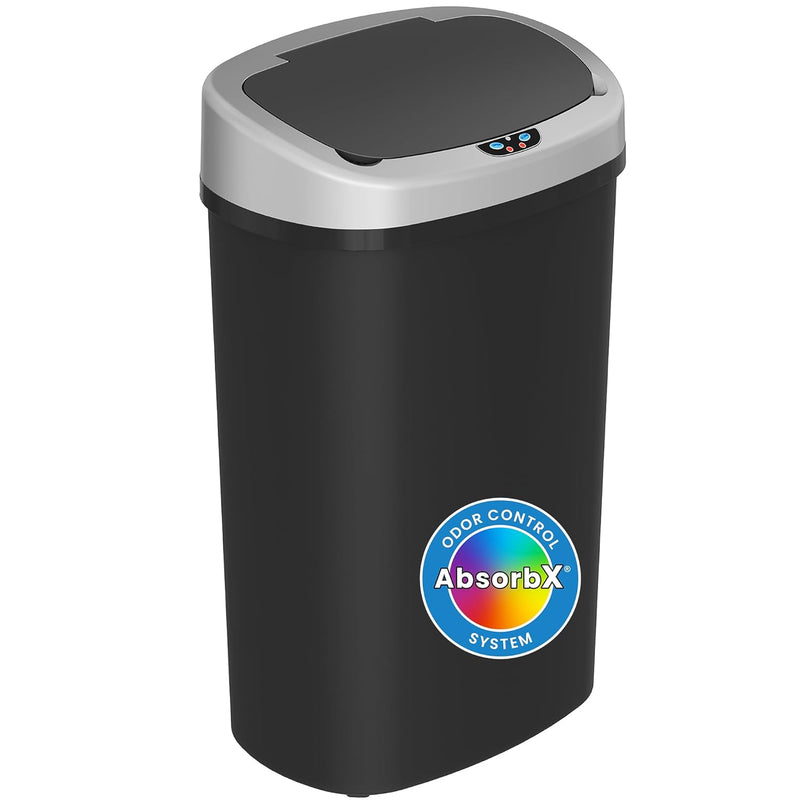 13 Gallon Oval Sensor Kitchen Trash Can With Odor Filter System, Durable Dent-Pr