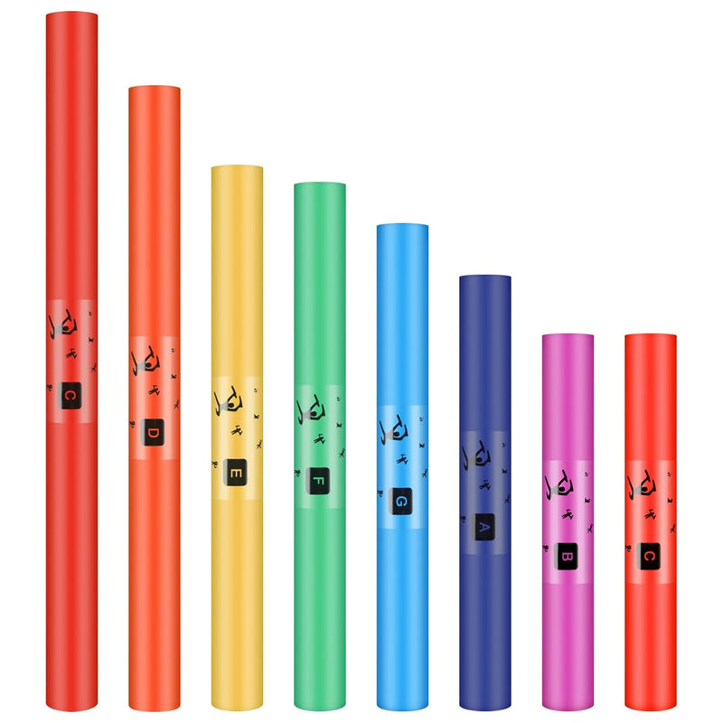 1 Set Musical Sound Tube Set Of 8 Plastic Orff Percussion Instrument Colorf