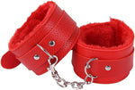 Red Fluffy Handcuffs for Ankles and Wrist with Chain Set Fuzzy Hand Cuff Set for Adults Bedroom Hand Cuffs for Women Couples Sweater Q-180