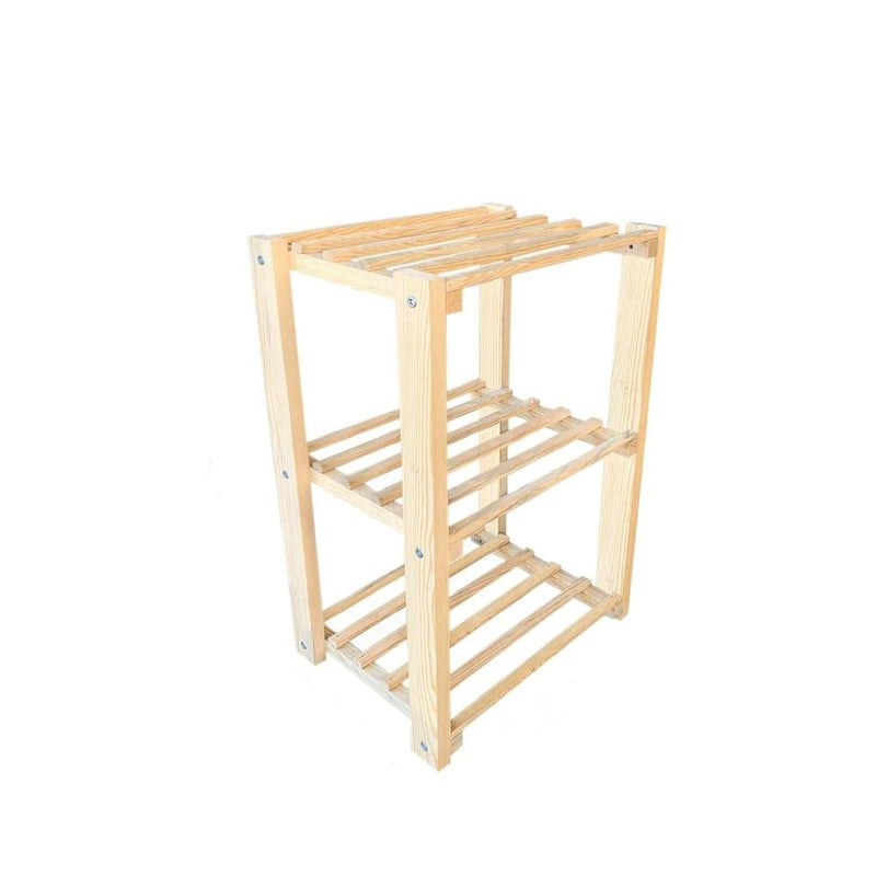 Pine Wood Multipurpose Shelf - 2 Tier Wooden Standing Storage Shelves For Living