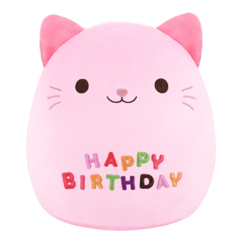 9.8 Inch Cat Plush Birthday Plush Pillow, Pink Cute Cat Birthday Plush Toy, Bi