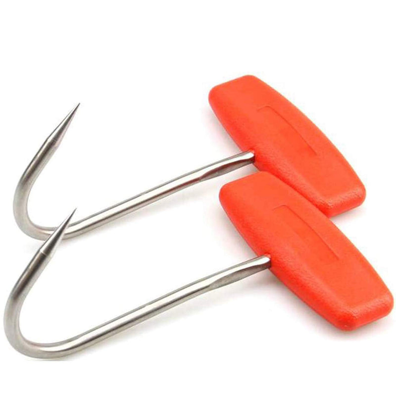 2Pcs Meat Hooks For Butchering,T Shaped Boning Hooks With Handle 6 Inch Stainles