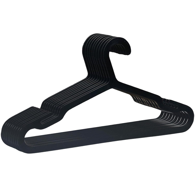 Plastic Hangers 10 Pack Pants Hangers, Black Hangers Space Saving Hangers For Cl