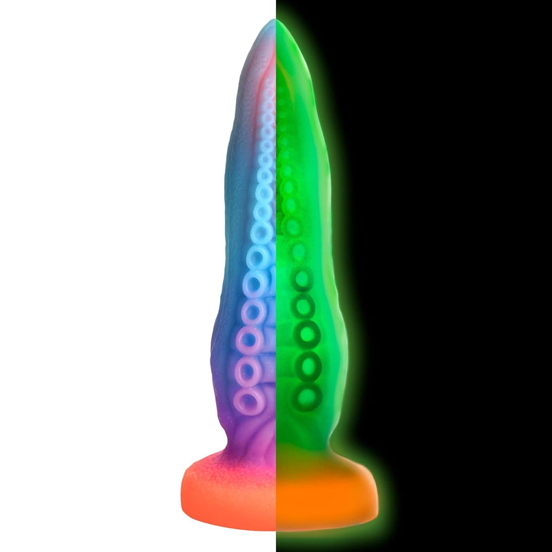 Tenta-Cock Glow-In-The-Dark Dildo For Men, Women & Couples. Firm And Flexible, Strong Suction Base, Fantasy Dildo, Unique Texture. Phthalate-Free & Body-Safe Silicone. 1 Piece, Blue