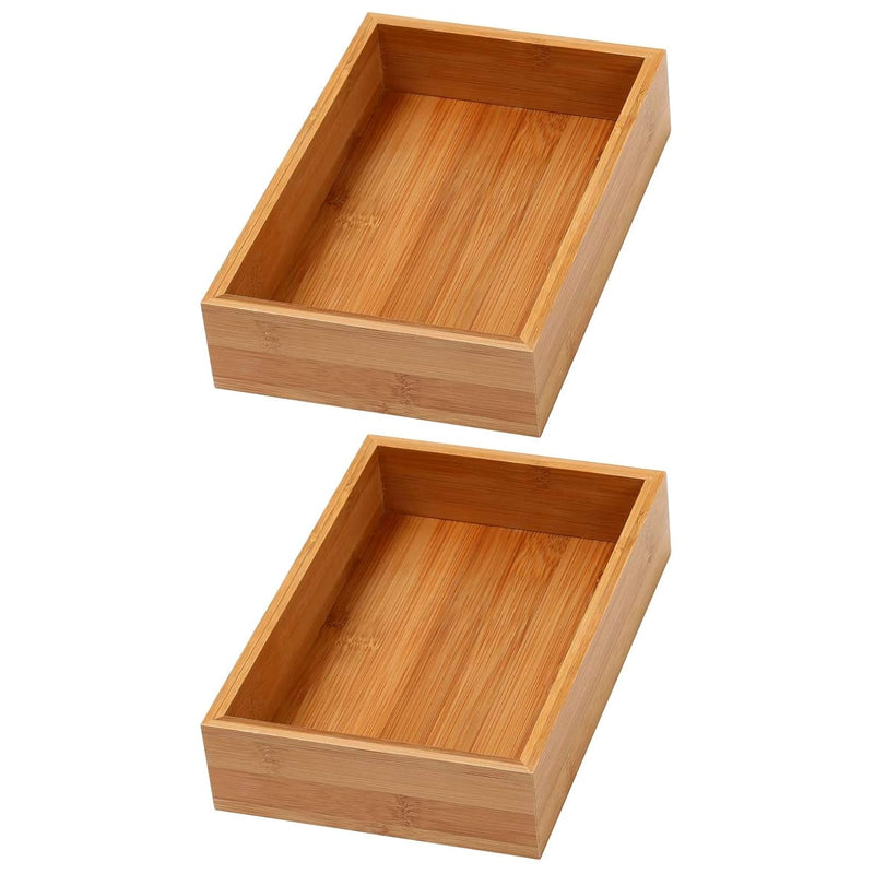 Bamboo Drawer Organizer Storage Box For Kitchen Drawer, Junk Drawer, Office, Bed