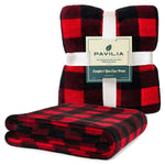 Buffalo Plaid Throw Blanket For Sofa Couch | Soft Flannel Fleece Red Black Checker Plaid Pattern Decorative Throw | Warm Cozy Lightweight Microfiber | 50 X 60 Inches