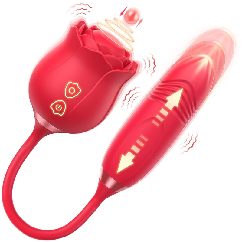 New Roses Small Toys For Woman Sex Toy Sexual Adult Toy Lick, Washable Dual Head Waterproof Sex Tongue, Rechargeable Clitorals- Stimulator 10 (Red1)