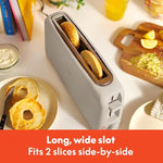 2 Slice Slim Toaster, Fits-anywhere™ Kitchenware, 6 Setting Shade Control with Reheat & Cancel Buttons, Removable Crumb Tray, 10” Long Slot, Anti Jam & Auto Shutoff, 900 Watt, Oatmilk