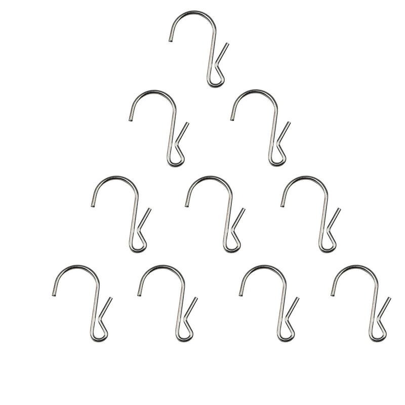 10-Pack Polished Metal Clip Type Hanging Hooks, Holds Up To 10 Lbs