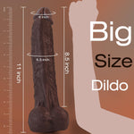 11 Inch Realistic Big Black Dildo Sex Toy, Skin-Like Huge Thick Dildo with Strong Suction Cup for Hands-Free, Lifelike Silicone Dildo for Vagina Anal Stimulation