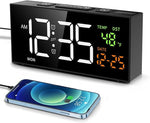 Alarm Clocks for Bedrooms, Digital Clock with Date Temperature and Weekday, Manual DST, Snooze, 2 Alarms, 4 Volumes for Living Room Home Bedside Desk (Black)