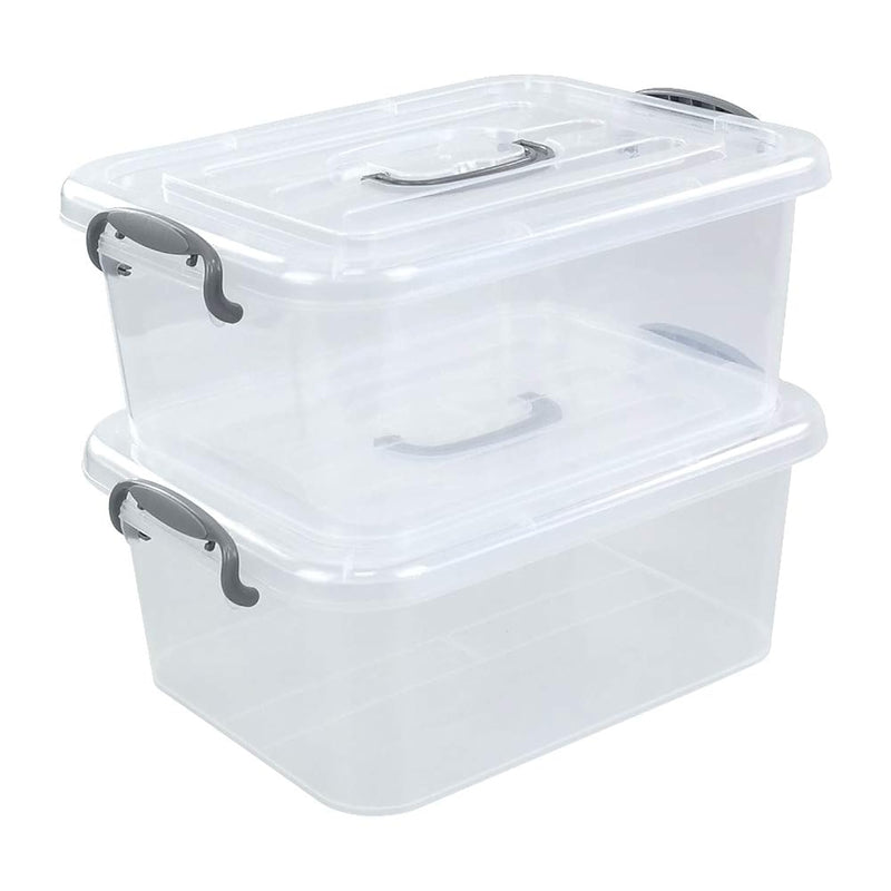 2-Pack Clear Storage Latch Box, Plastic Containers With Lids, 8 L