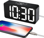 Small Digital Alarm Clock for Bederoom, Large Big Numbers Display with Brightness Dimmer, Electric Bedside Desk Clock with USB Charging Port, Adjustable Alarm Volume, 12/24H, Snooze