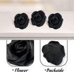 30PCS Black Roses Artificial Flowers, Black Flowers Faux Roses Single Stem Fake Flowers for Home Floarl DIY Wedding Bouquets Halloween Party Decor, 3 Size