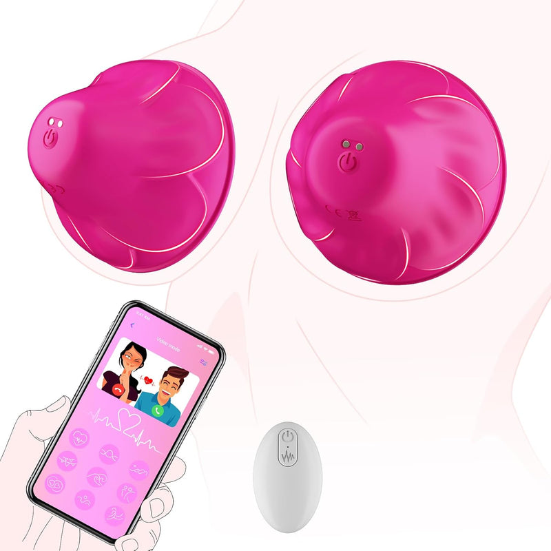 Nipple Toys Vibrator, Vibrating Adult Sex Toys For Nipple Stimulator Massager, Pink Wireless Nipple Clamps Sucking With 9 Vibrating Modes, App Remote Control Nipple Toys For Women Couples