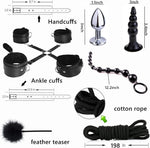 BDSM Restraints Sex Toys 15 Pcs Bondage Restraints Kits Fetish Bed Restraints Set for Beginners SM Adult Games Cuffs Gag Blindfold Spanking Paddle Black