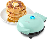 Mini Waffle Maker - 4” Waffle Mold, Nonstick Waffle Iron with Quick Heat-Up, PTFE Nonstick Surface - Perfect Mini Waffle Maker for Kids and Families, Just Add Batter (Aqua)