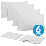 Queen Sheets White - 6 Piece 1500 Supreme Collection Fine Brushed Microfiber Deep Pocket Queen Sheet Set Bedding - 2 Extra Pillow Cases, Great Value, Queen, White