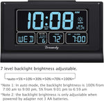 Alarm Clocks for Bedrooms with Battery Backup, Auto Set Digital Clock with Date and Day of Week, Temperature, USB Port, Auto DST, Dimmer, 12/24H