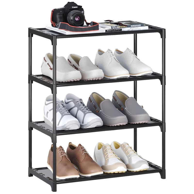 4-Tier Small Shoe Rack .Stackable Shoe Shelf Storage Organizer For Entryway Hall