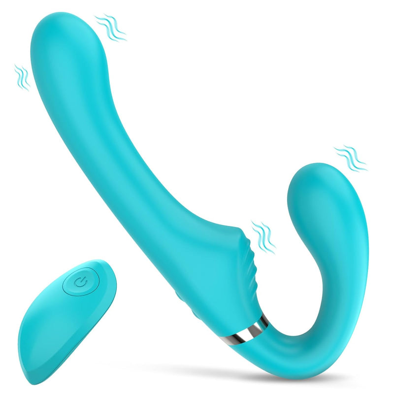 Strapless Strap-On G-Spot Realistic Silicone Dildo, Double Ended Wearable Sex Toys For Lesbian Strapon, 7 Vibrating Modes Couples Sex Toys