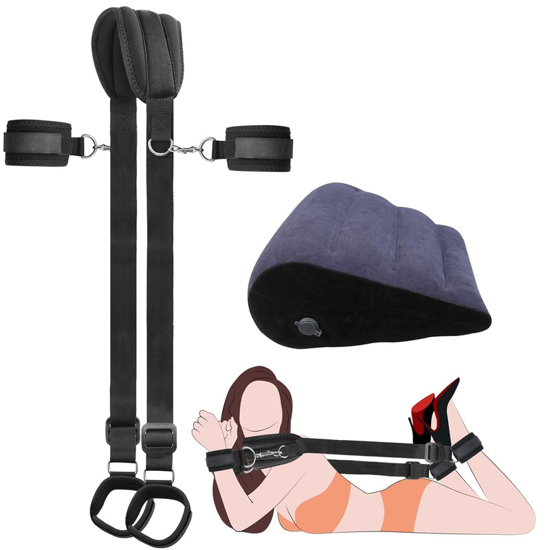 Bdsm Sex Restraint Bondage Handcuffs Kit - Adult Sex Toys Adjustable Size Wrist Leg Straps Ankle Set With Inflatable Cushion, Sm Slave Stimulation Adult Sex Toys & Games For Couples Play