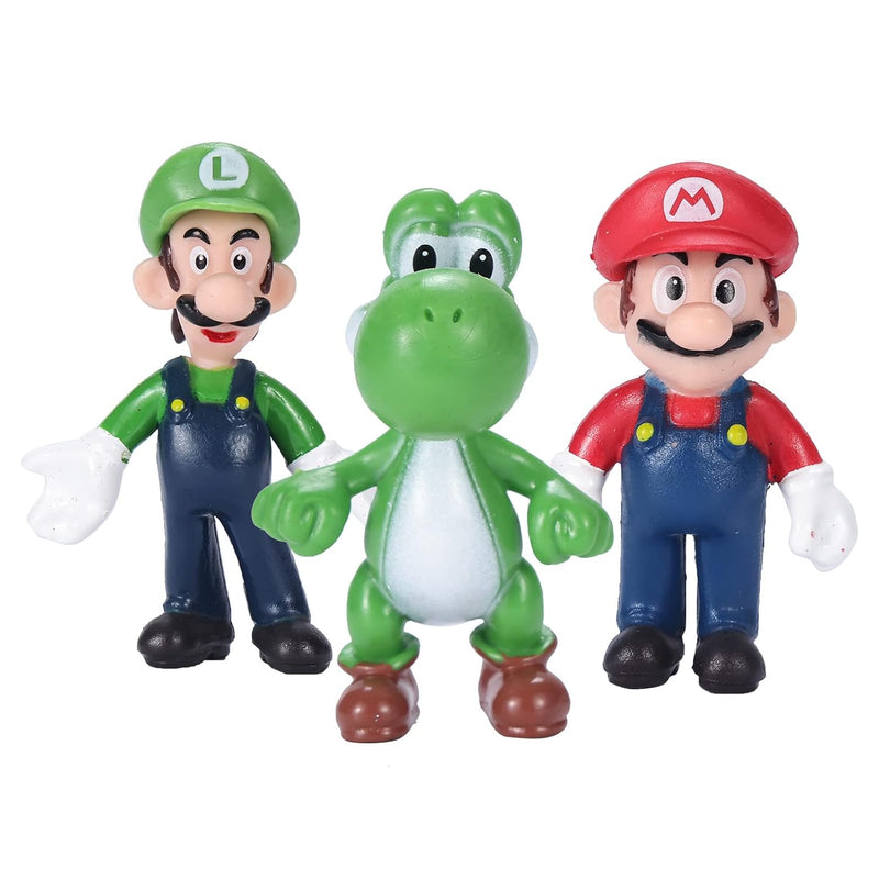 3 Pcs/Set Mario Figures Toy Mario & Luigi Figurines Yoshi & Mario Bros Acti