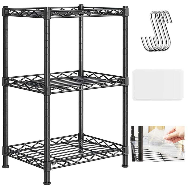 3 Tier Storage Shelves Adjustable,Rack Metal Shelf Unit For Kitchen, Bathroom, P