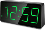 Battery Operated Digital Clock, Alarm Clock for Bedrooms - Cordless Large Big Numbers 4 Dimmers for Seniors, Adjustable Volume Loud Alarm Clock for Heavy Sleepers Adults (Green Digits)