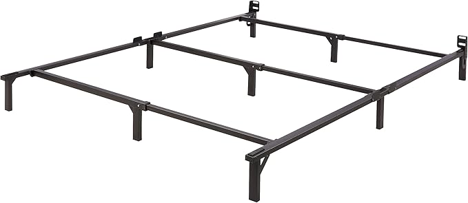 Queen Size Sturdy Steel Bed Frame for Box Spring and Mattress, Tool-Free Assembly, 79.5" x 59.5" x 7", Black