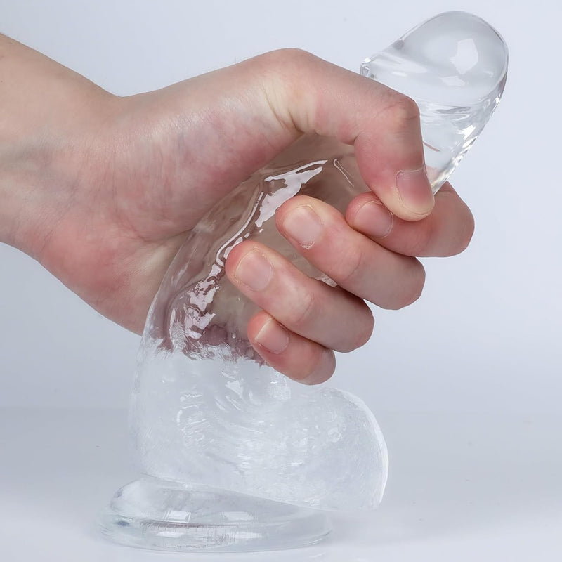 5.55 Inch Clear Small Realistic Dildos, Huge Lifelike Penis, Soft Dildo Made Of Body-Safe Material, Manual Thrusting Dildo, Heatable Silicone Dildos Adult Sensory Sex Toy For Beginner (Small)