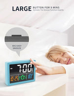 Digital Alarm Clock, with 5.5" Large LED Time Display, Adjustable Alarm Volume, 6 Level Brightness, Alarm Settings, USB Charger, Temperature Detect, Snooze, Clocks for Bedroom, Bedside, Desk, Black