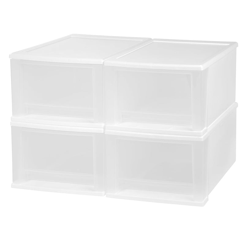 Iris Usa 17 Qt. Plastic Stackable Storage Drawers, Medium, 4 Pack, Multi-Purpose